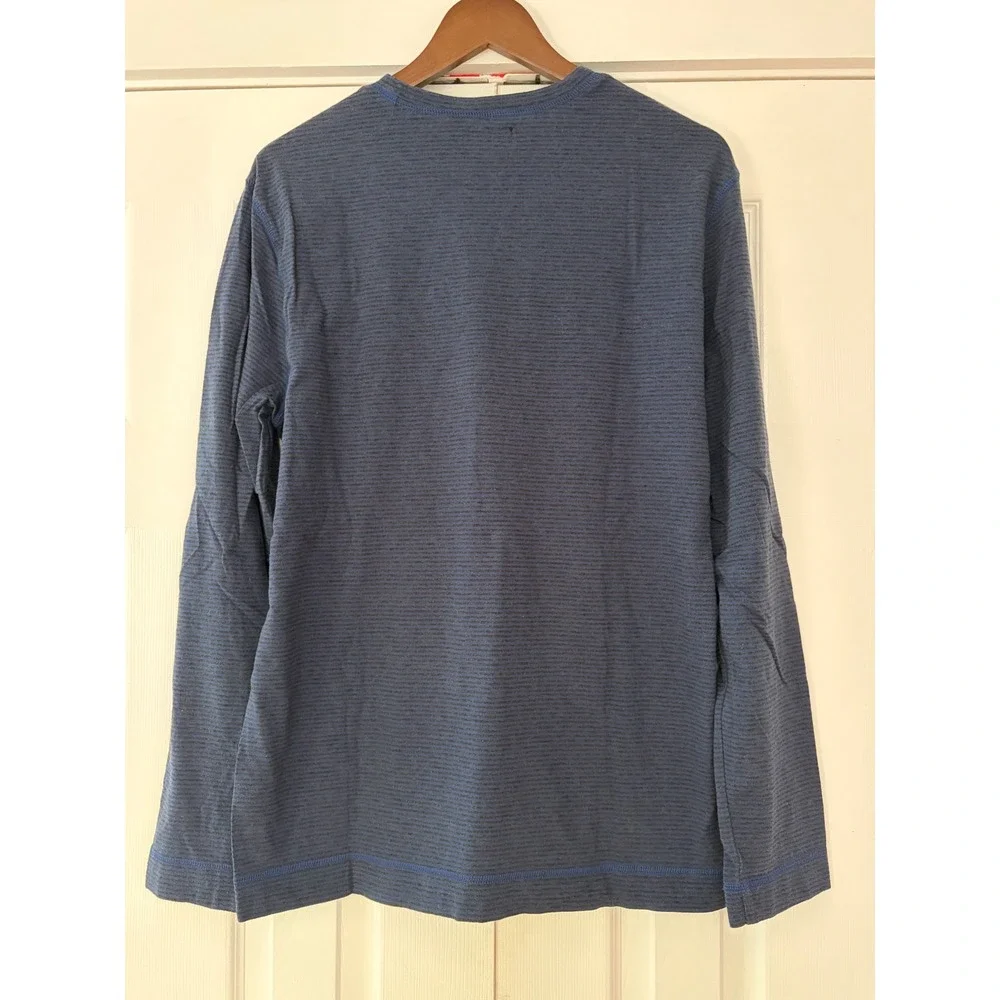 Banana Republic Mens‎ Large Blue Striped Long Sleeve Crewneck Cotton Shirt